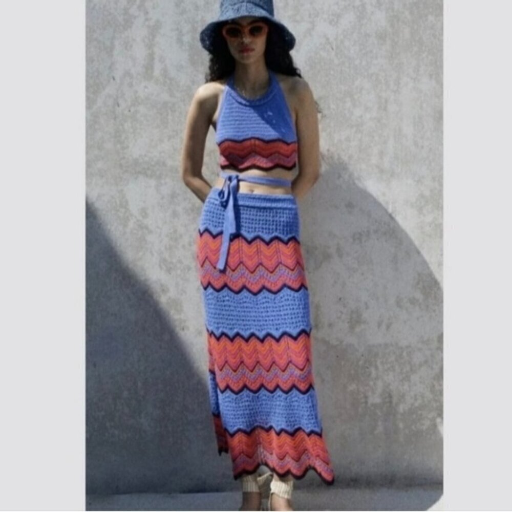 Zara Special Edition Crochet High-waist Skirt and Top Set Size S